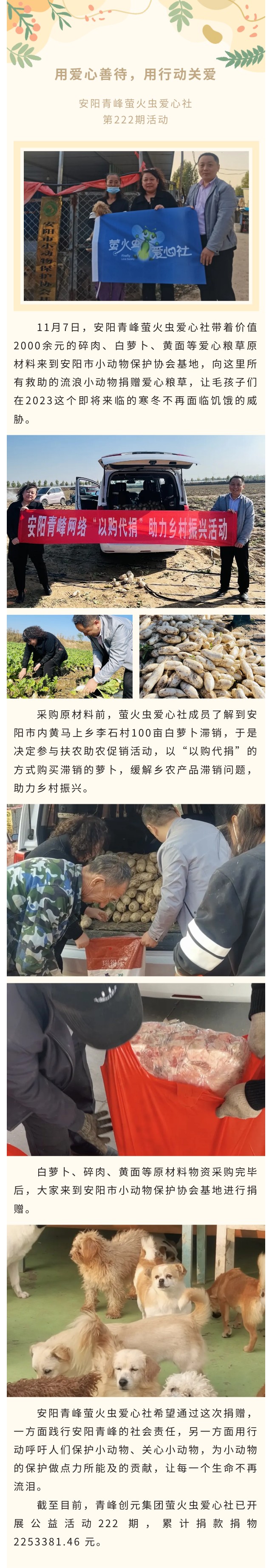 用愛心善待，用行動(dòng)關(guān)愛--青峰創(chuàng)元集團(tuán)螢火蟲愛心活動(dòng)第222期報(bào)道